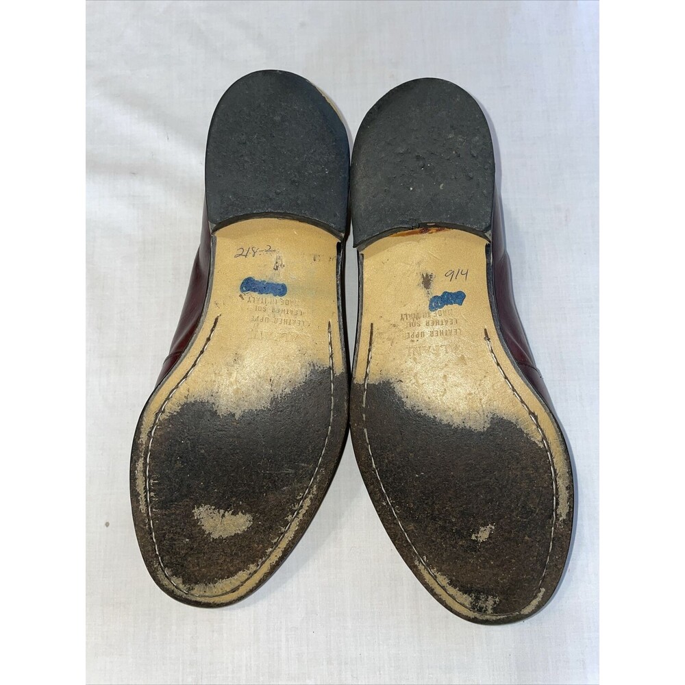Alfani Italy Dress Loafers Men’s Size 11 W Brown Leather Tassels Block Heels - Picture 6 of 13